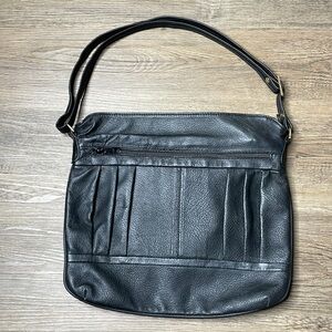 Algo Italiano Genuine Leather, Black Leather Shoulder Bag Purse